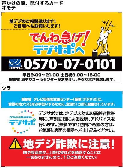 声かけの際に配付するカード
